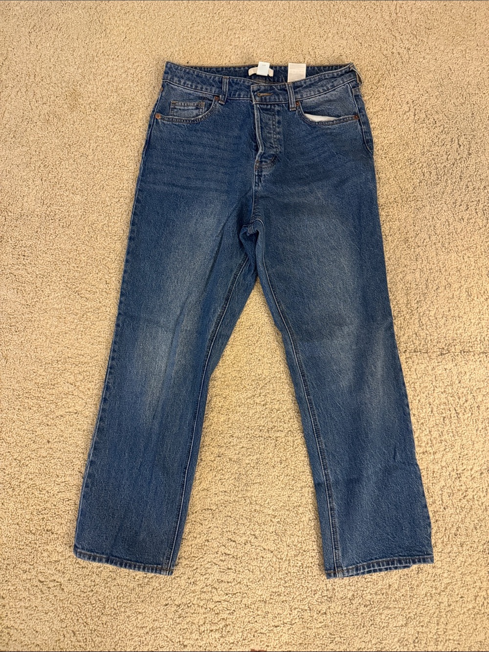 H&M Women's Straight-Leg Jeans in Dark Blue Wash